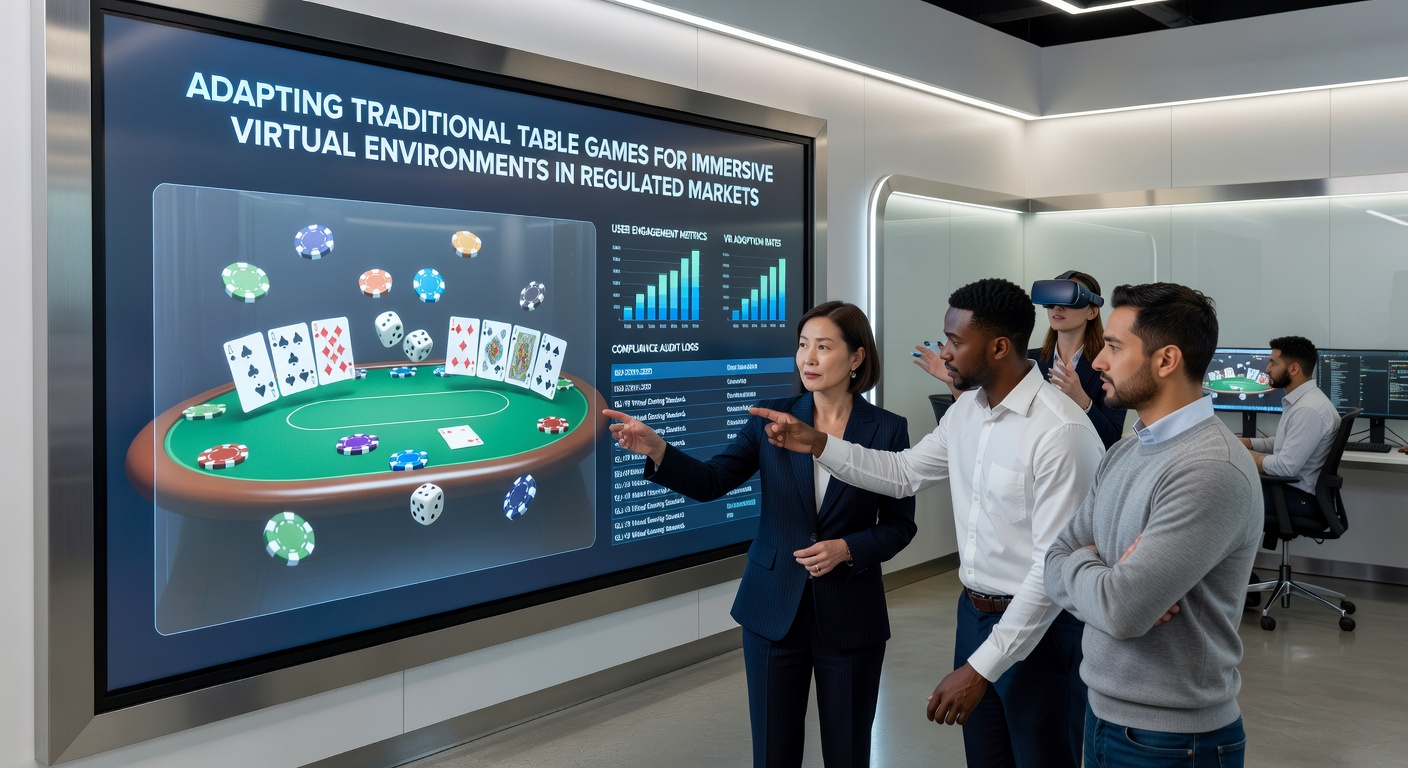 Players interacting with a virtual poker table using motion controllers inside a regulated online casino environment