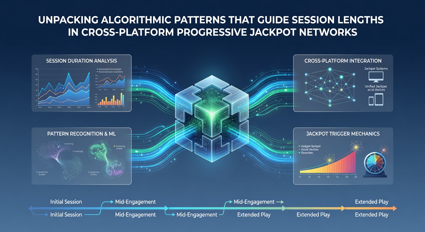 Diagram illustrating algorithmic patterns in cross-platform progressive jackpot networks and their influence on player session durations